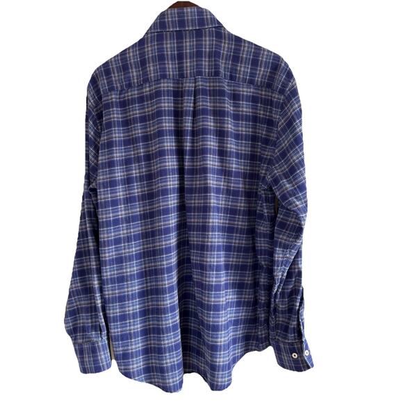 Peter Millar Men's XL Autumn Lightweight Flannel Shirt Blue Plaid Button Down - Picture 6 of 15